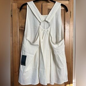 Eloquii Cream Linen Top Ring Back